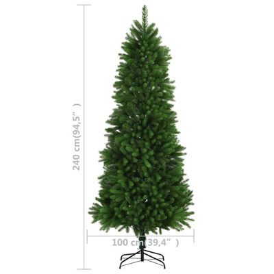 vidaXL Sztuczna choinka z lampkami i bombkami, 240 cm, zielona