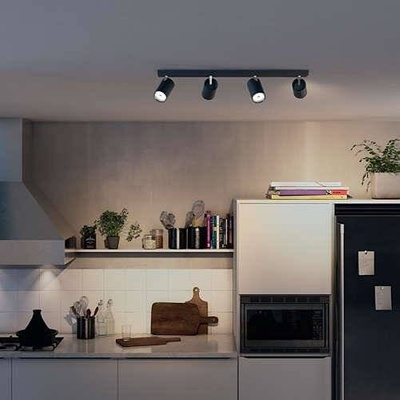 Reflektor natynkowy poczwórny Philips myLiving KOSIPO, 4 x GU10, czarny, 5059430PN