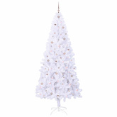 Sztuczna choinka z 300 diodami LED Biały 240 cm PVC i stal