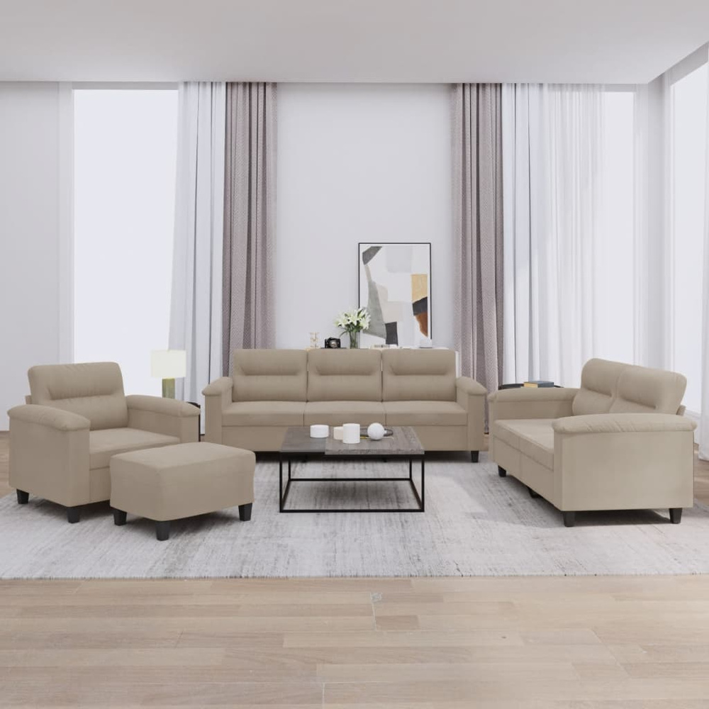 4-cz. komplet wypoczynkowy z poduszkami, taupe, mikrofibra