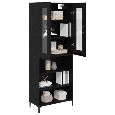 Highboard Czarny Dąb 69,5 x 34 x 180 cm Drewno inżynieryjne