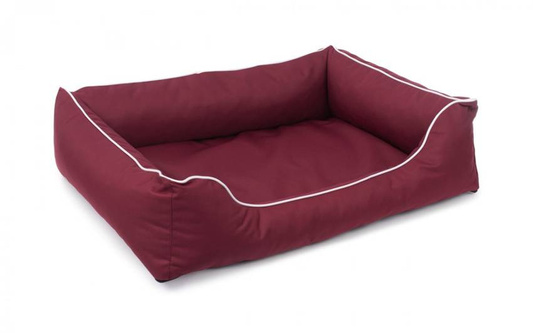Legowisko dla psa Sofa Valencia Standard w kolorze bordowym z białym wykończeniem Rozmiar: L - 100 x 75 cm