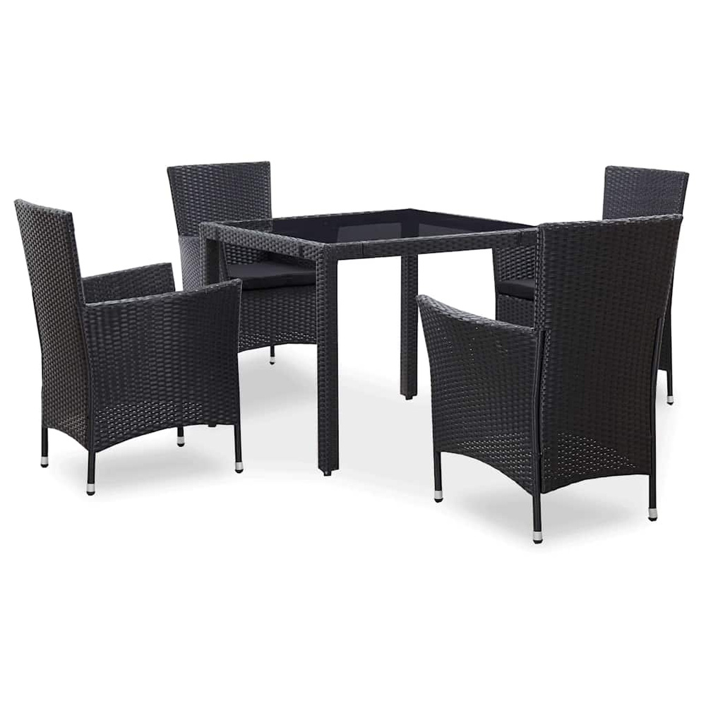 5-cz. zestaw mebli ogrodowych, rattan PE, czarny