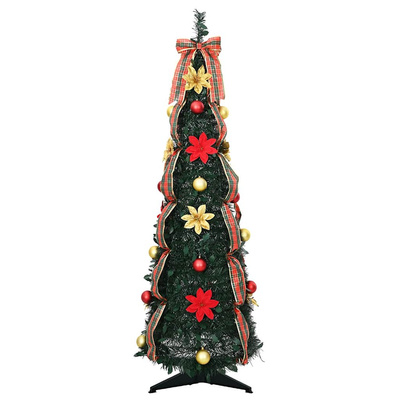 Sztuczna choinka z 50 diodami LED z podstawą Zielony 125 cm PVC