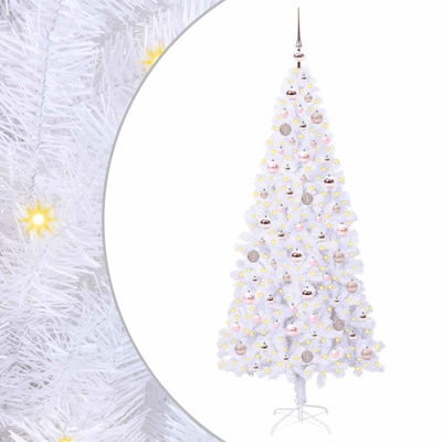Sztuczna choinka z 300 diodami LED Biały 180 cm PVC i stal