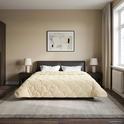Letni Kołdra Kremowy 220 x 240 cm Mikrofibra i Fleece Teddy