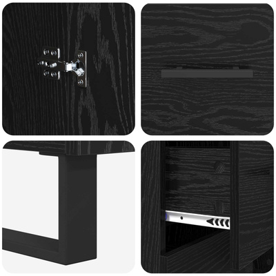 Highboard 2 szt. Czarny Dąb 69,5 x 34 x 180 cm