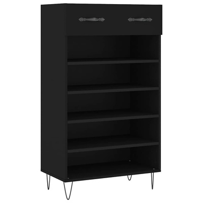 Szafka na buty, czarna, 60x35x105 cm, materiał drewnopochodny