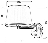Kinkiet srebrny regulowany z włącznikiem biały abażur Ibis Candellux 21-00883