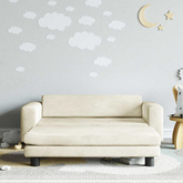 vidaXL Sofa dziecięca z podnóżkiem, kremowa, 100x50x30 cm, aksamit