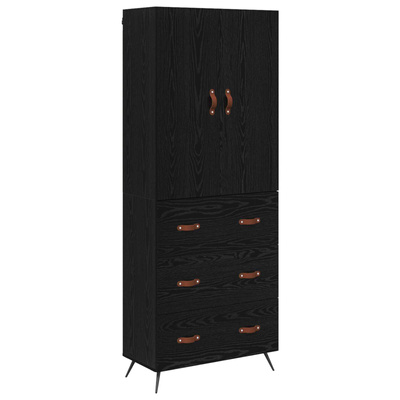 Highboard Czarny Dąb 69,5 x 34 x 180 cm Drewno inżynieryjne