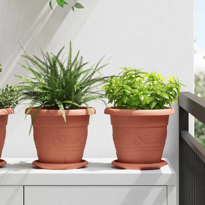 Okrągły Talerzyk Kwiatowy 24 pcs Czerwony ceglasty ? 14 x 2 cm