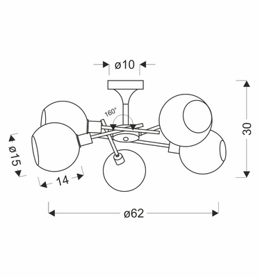 Lampa wisząca CESAR srebrna 5x40W E27 nowoczesna elegancja do salonu jadalni sypialni
