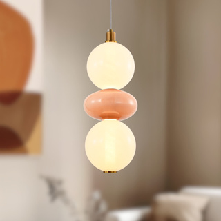 FLORES lampa wisząca mosiężny+brązowy 12W LED 3000K klosz biały