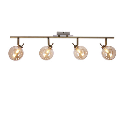 Lentini Lampa sufitowa listwa patynowy 4x40w g9 klosz bursztynowy
