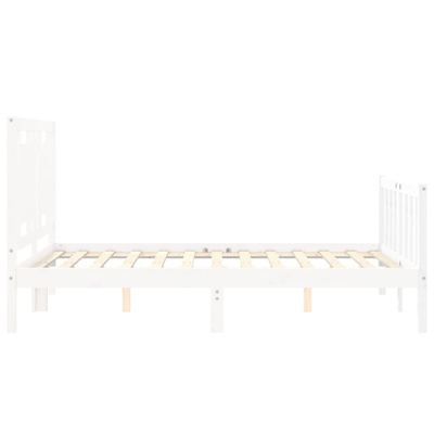 vidaXL Rama łóżka z wezgłowiem, biała, 140x190 cm, lite drewno