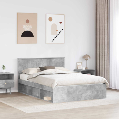 Ramka łóżka Betonowy 140 x 190 cm Lite drewno sosnowe