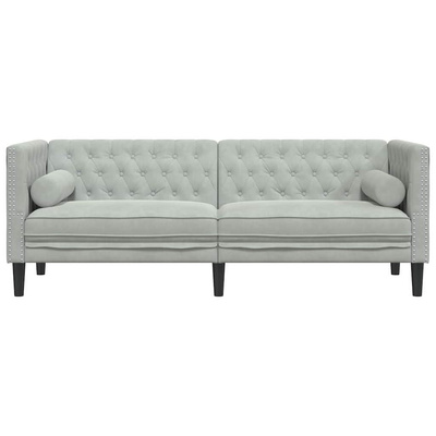 Sofa Jasnoszary 194 x 74,5 x 70,5 cm Aksamit
