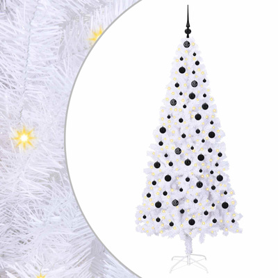 Sztuczna choinka z 300 diodami LED Biały 210 cm PVC i stal