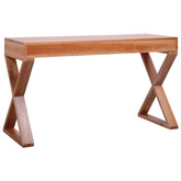 vidaXL Biurko komputerowe, naturalne, 132 x 47 x 77 cm, lity mahoń