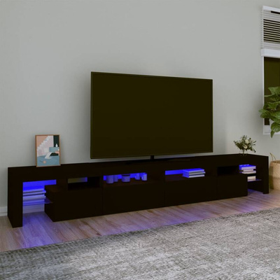 vidaXL Szafka pod TV z oświetleniem LED, czarna, 260x36,5x40 cm