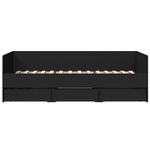 Łóżko dzienne z szufladami, bez materaca, czarna, 90x200 cm