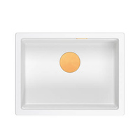 LOGAN 100 GraniteQ zlewozmywak snow white 59,5x45,1x21,5 cm 1-komorowy podwieszany z syfonem manualnym miedziany