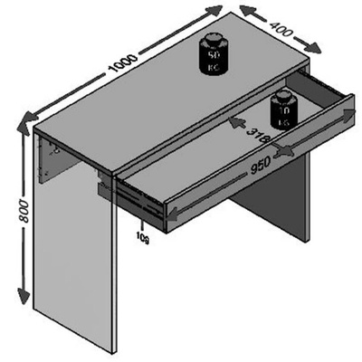 FMD Biurko z szeroką szufladą, 100x40x80 cm, białe, 362-001