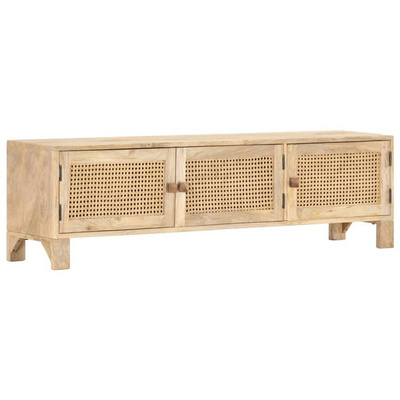 vidaXL Szafka pod TV, 140x30x40 cm, drewno mango i naturalna trzcina