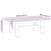 Stolik kawowy, NOAIN, 120x60x40 cm, lite drewno sosnowe
