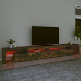 vidaXL Szafka pod TV z oświetleniem LED przydymiony dąb 290x36,5x40 cm