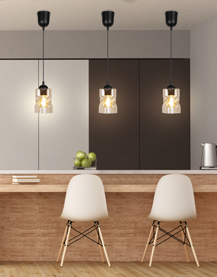 Lampa wisząca szklana czarna/bursztynowa Felis 31-00156