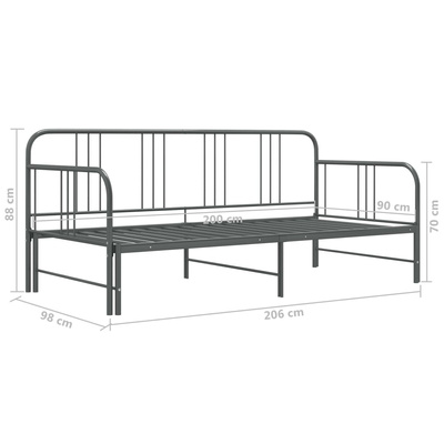 Sofa z wysuwaną ramą łóżka, szara, metalowa, 90x200 cm wariant 4