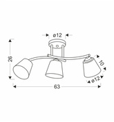 Lampa Sufitowa Brunatny+Złoty 3X40 E27 Klosz Biały Greco