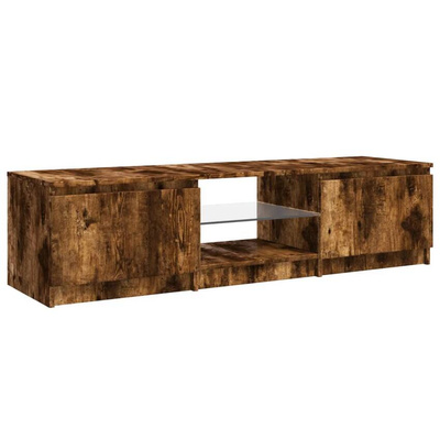 vidaXL Szafka pod TV, z LED, przydymiony dąb, 140 x 40 x 35,5 cm