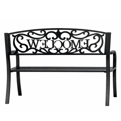 Ławka Ogrodowa Taras Ogród Park Metalowa Oparcie WELCOME Czarna 127 cm