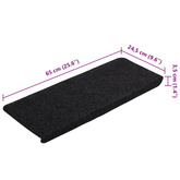 Samoprzylepne nakładki na schody, 15szt., 65x24,5x3,5cm, czarne