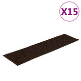Maty na schody samoprzylepne 15 szt. 76x20 cm Brązowe prostokątne