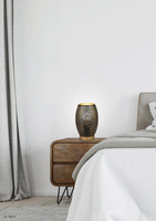 Lampka nocna Venus ażurowa czarno-złota metalowa E27
