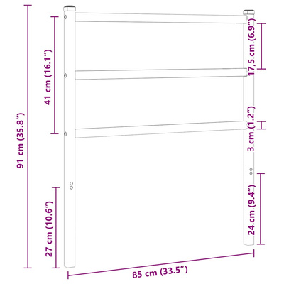 Metalowe wymienne wezgłowie, białe, 80 cm