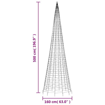 vidaXL Choinka z lampek, na maszt, 1534 niebieskie LED, 500 cm