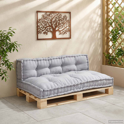 Poduszka do sofy paletowej 2 pcs Szary 120 x 80 x 38 cm tkanina