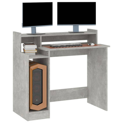 vidaXL Biurko z podświetleniem LED, betonowa szarość, 97x45x90 cm