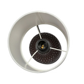 Lampka nocna Iner brązowa ceramiczna z abażurem klasyczna