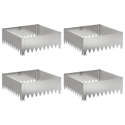 Krawężnik do trawnika 4 szt. 60 x 60 x 20 cm Stal srebrny