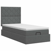 Łóżko ottoman z materacem ciemnoszary 100 x 200 cm tkanina