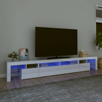 vidaXL Szafka pod TV z oświetleniem LED, biała, 260x36,5x40 cm