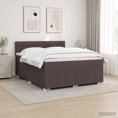Łóżko z box spring LED z materacem Ciemny brąz 180 x 200 cm