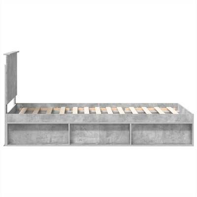Ramka łóżka Szary beton 75 x 190 cm Lite drewno sosnowe