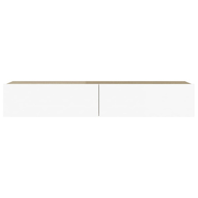vidaXL Szafka pod TV z LED, biel i dąb sonoma, 90x35x15,5 cm